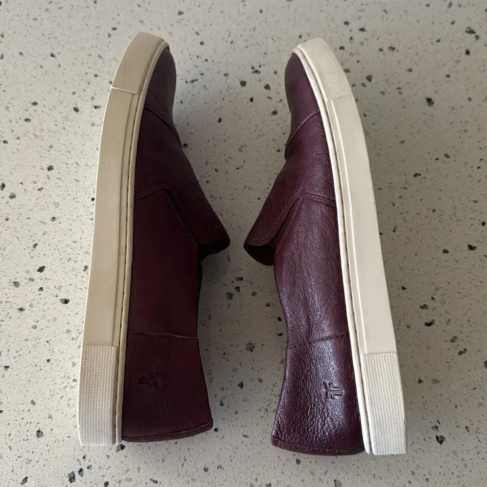 Frye Gemma Slip On Sneaker Burgundy Leather Women’s Size 10 Casual comfort EUC